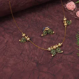 SGA FASHION Gold Plated Stones Studded & Beaded Jewellery Set image 2