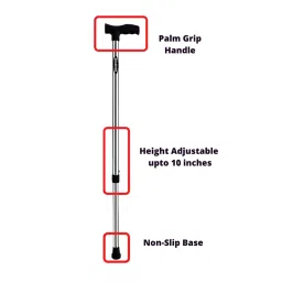 Guardian Walking Stick for Patients, Unisex, Adjustable, Steel, Chrome image 3