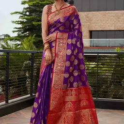 KIMISHA Woven Design Zari Silk Blend Banarasi Saree image 1