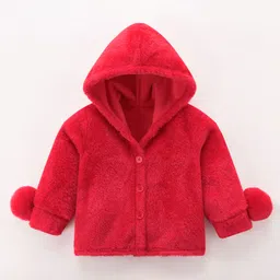Kookie Kids Full Sleeves Hooded Jacket Solid Colour - Red-picture-35