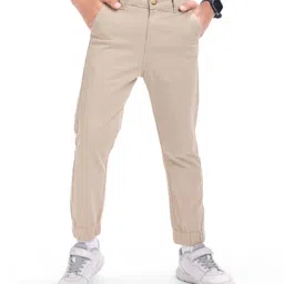 Pine Kids Cotton Woven Full Length Solid Trousers - Beige-picture-27