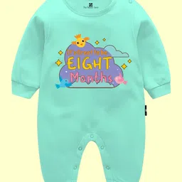 The Peppy Tend Cotton Monthly Birthday Theme Full Sleeves Its Great To Be Eight Months Text Printed Romper - Sea Green-picture-5