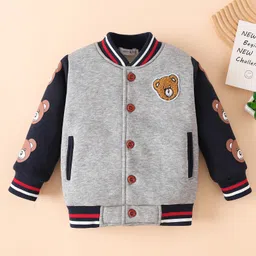 Mark & Mia Full Sleeves Bomber Jacket With Teddy Bear Print & Embroidery - Grey-picture-15