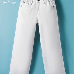 arias by lara dutta Arias Cotton Woven Full Length Washed Jeans - White-picture-21
