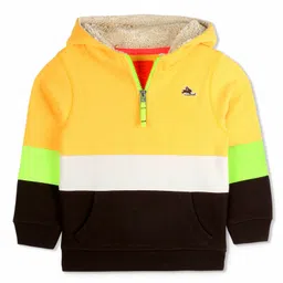 Cherry Crumble By Nitt Hyman Cotton Blend Knit Full Sleeves Colour Blocked Light Winter Hooded Sweatshirt - Multi Colour-picture-24