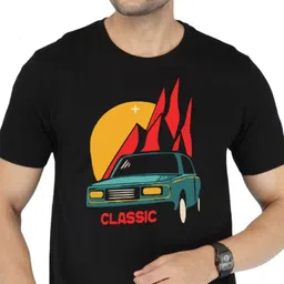 NOBLE HUSTLE Men Graphic Printed Round Neck Cotton T-shirt image 5