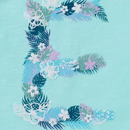 Ed-a-Mamma Cap Sleeves Floral Letter Print Top - Blue image 3