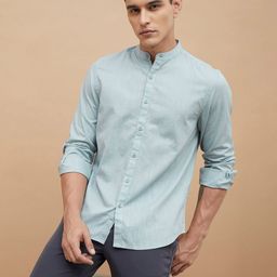 CODE by Lifestyle Band Collar Cotton Casual Shirt-picture-6