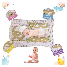 Toddylon Baby Bedding Set New Born Gaddi with Pillows - Green image 4