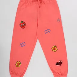 Kiddopanti Pack Of 2 Cotton Knit Ice Cream And Strawberry Printed Track Pants - Navy Blue & Coral image 5