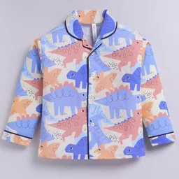 TOONYPORT Cotton Knit Full Sleeves Animal Printed Night Suit Set - Blue image 5