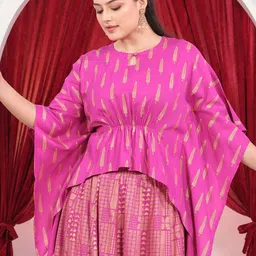 Aramya Ethnic Motifs Printed Round Neck Kaftan Kurtas-picture-41