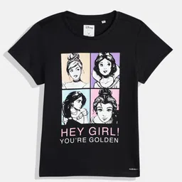 Allen Solly Junior Girls Disney Princesses Printed Pure Cotton T-shirt image 1