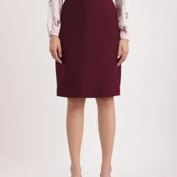 Fablestreet Maroon Above Knee Skirt-image-33