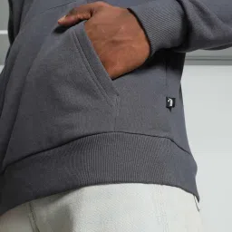 Puma Grey Regular Fit Logo Printed Hooded Sweatshirt image 5