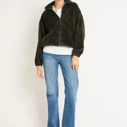 FEMMELLA Olive Relaxed Fit Solid Jacket image 4