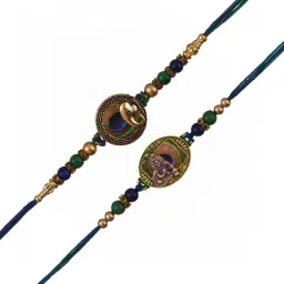 eCraftIndia Set of 2 Religious Rakhis for Brothers with Sibling Agreement & Roli Chawal Pack image 5