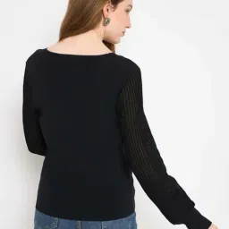 MADAME Black Solid Top image 2