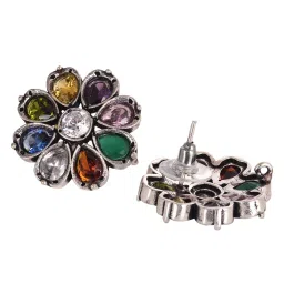 Saraf RS Jewellery Oxidised Navratan Minimal stud Earring image 5