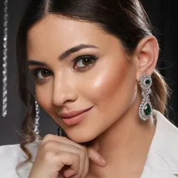 Saraf RS Jewellery Silver Green AD Studded Drop Earrings image 5