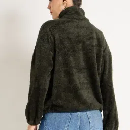 FEMMELLA Olive Relaxed Fit Solid Jacket image 2