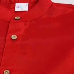 VASTRAMAY Boys Red Solid Full Sleeves Kurta Sets image 5