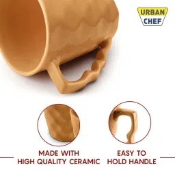 Urban Chef Pink & Brown Ceramic Microwave Safe Coffee Mug (0.225 L) - Set of 4 image 5