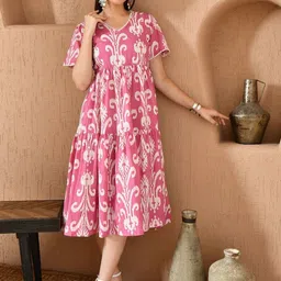 KALINI Women Ikat Printed Fit & Flare Pocket Dress-picture-17