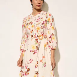 ONLY Floral Print Puff Sleeve Fit & Flare Dress image 3
