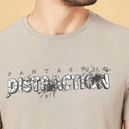 People By Pantaloons Grey Regular Fit Printed T-Shirt image 5
