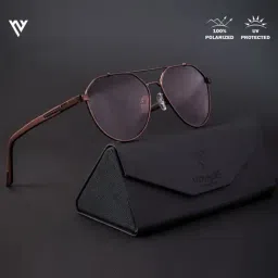 Voyage Brown Aviator Polarised and UV Protected Lens Unisex Sunglasses-picture-28