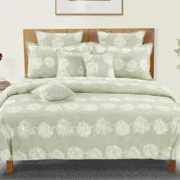 Swayam Green Cotton Blend Floral King Bed Sheets 2 Pillow Covers-picture-14