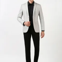 Peter England Grey Slim Fit Texture Blazer image 5