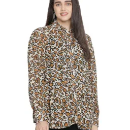 Oxolloxo Brown Animal Print Shirt-image-4