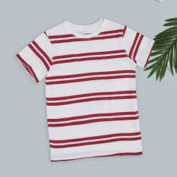 Pantaloons Junior Boys Beet Red Striped T-Shirt-image-51