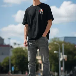 SZN Men Black Printed Drop-Shoulder Sleeves T-shirt image 4