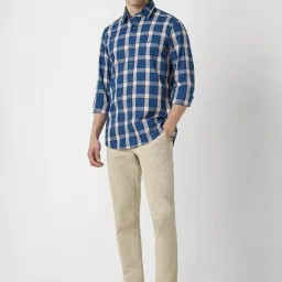Van Heusen Blue Cotton Slim Fit Checks Shirt image 5