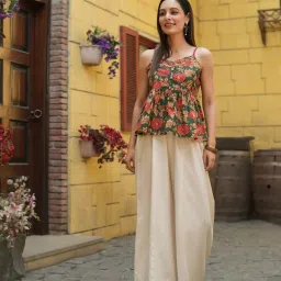 Rain and Rainbow Green Cotton Floral Print Top image 5