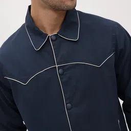 The Roadster Life Co. Spread Collar Pure Cotton Tailored Jacket with Contrast Piping image 3