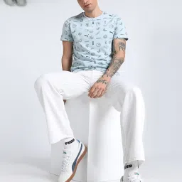 Puma Blue Cotton Slim Fit Printed Tee image 5
