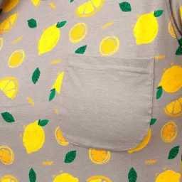 Clovia Grey Printed Cotton T-Shirt With Shorts image 5