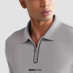 u.s. polo assn. USPA Active Grey Slim Fit Printed Sports Polo image 5