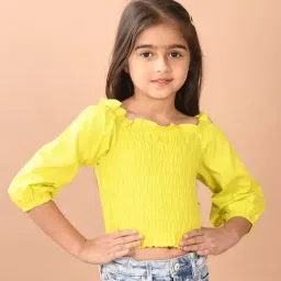 LilPicks Kids Neon Green Solid Crop Top-image-46