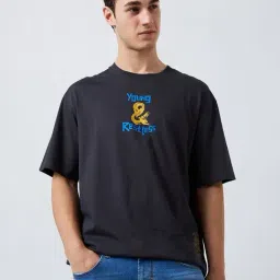 Spykar Men Grey Loose Fit Solid Half Sleeve Casual T-Shirt-picture-27