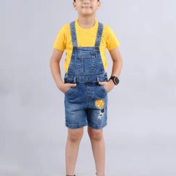 Kiddopanti Boys Blue Printed Dungaree-picture-28