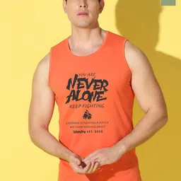 WOOSTRO Pack Of 2 Printed Combed Cotton Gym Vests -VWS26(ALONE ORANGE)(BKLN LGTGREEN)-picture-33