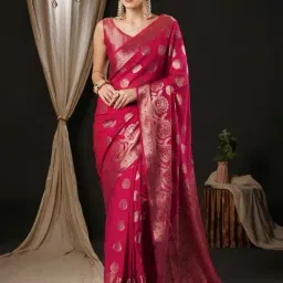 Saree Mall Pink Woven Saree With Unstitched Blouse-picture-18
