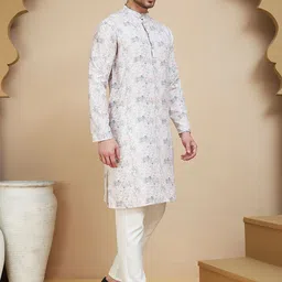 anouk mirage Anouk Rustic Floral Printed Band Collar Straight Kurta With Pyjamas image 3