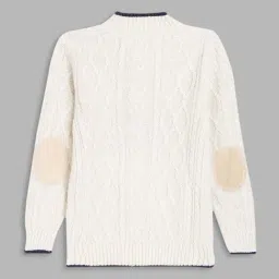 Blue Giraffe Boys Cream Self Full Sleeves Sweater image 2