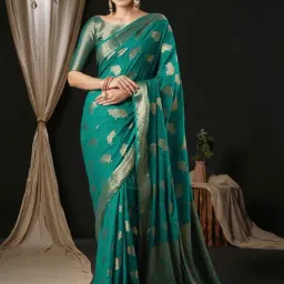 Saree Mall Blue Woven Saree With Unstitched Blouse-picture-43